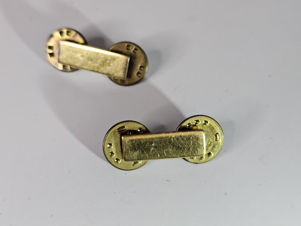 U.S. Military lieutenant Collar Rank Bars - Pair ww2 pins Vintage 1/20 10kt gold